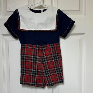 Sophie & Lucas Boys Romper with White Collar